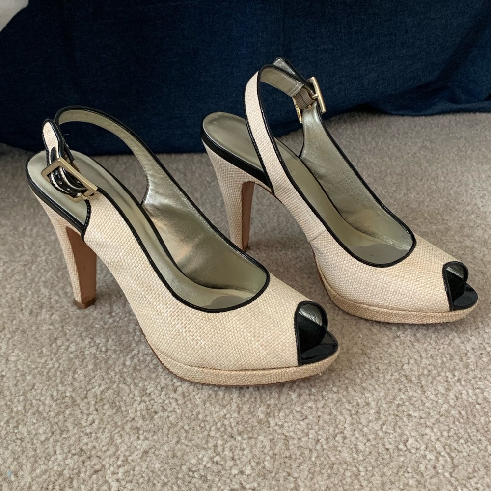 Banana Republic cream peeptoe slingback heels, 7.5